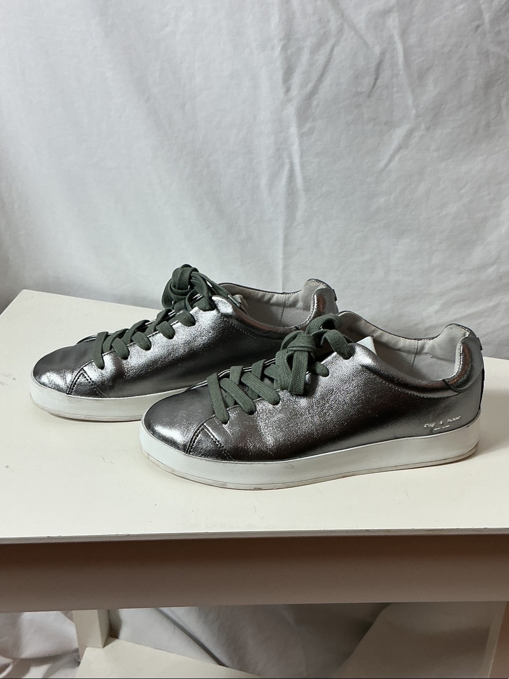 rag & bone Metallic Silver Low-Top Sneakers